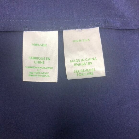 Lilly Pulitzer Navy Elsa Silk Blouse Size L - Picture 5 of 7